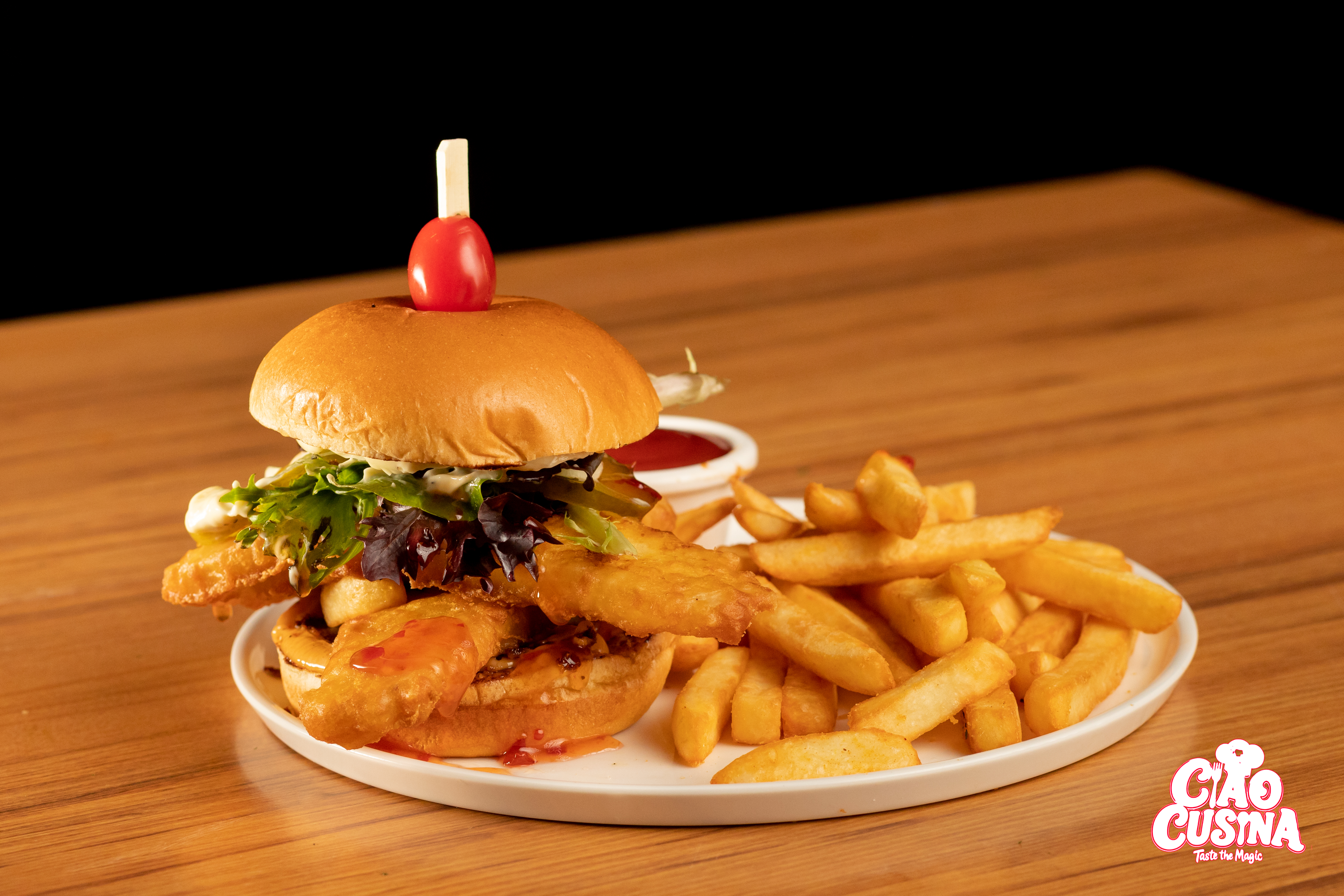 Beer Battered Fish Burger with Fries